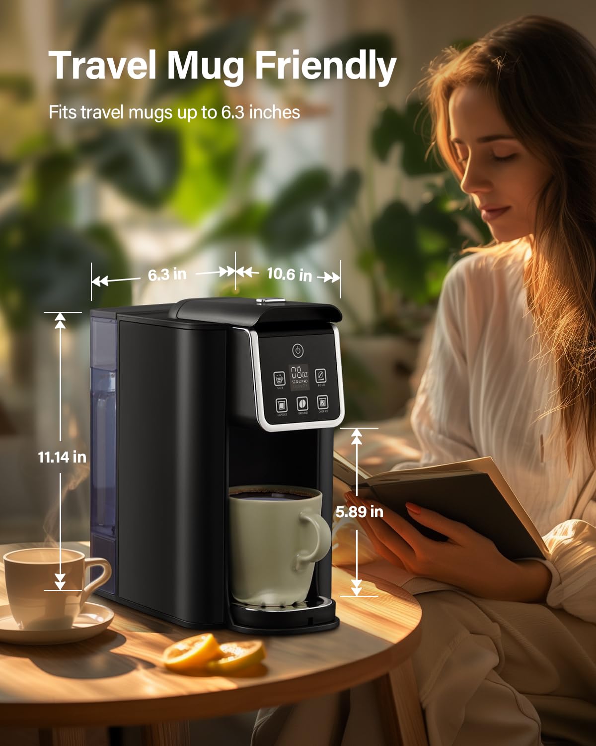 SHARDOR Single Serve Coffee Maker for K-Cup Pods & Ground Coffee - Hot & Iced Coffee Machine with 6-14 oz Brew Sizes, 50 oz Removable Water Tank & Bold Brew Setting - Stainless Steel Black - Perfect for Home, Office or Dorm Room Coffee Brewing