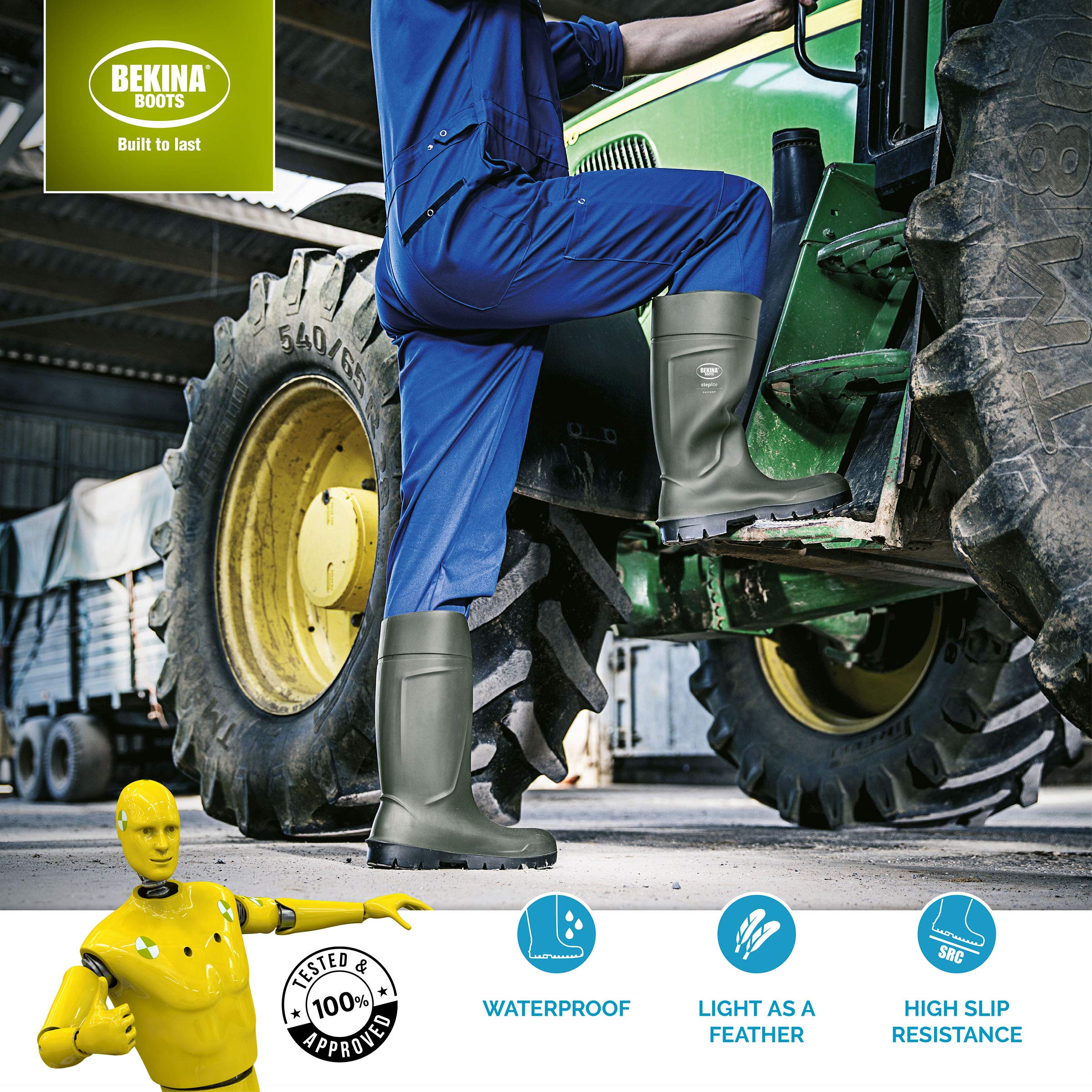 Bekina Steplite EasyGrip S4 Safety Toe Wellington Boots for Men & Women - Lightweight Waterproof Steel Toe Work Boots with SRC Certified Non-Slip Sole - Ideal for Construction, Farming & Outdoor Work