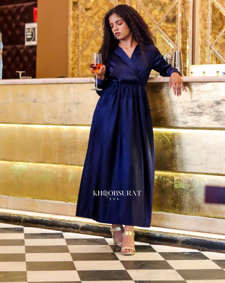 Elegant Navy Blue Cocktail Dress for Women - Perfect for Evening Parties, Weddings & Special Occasions