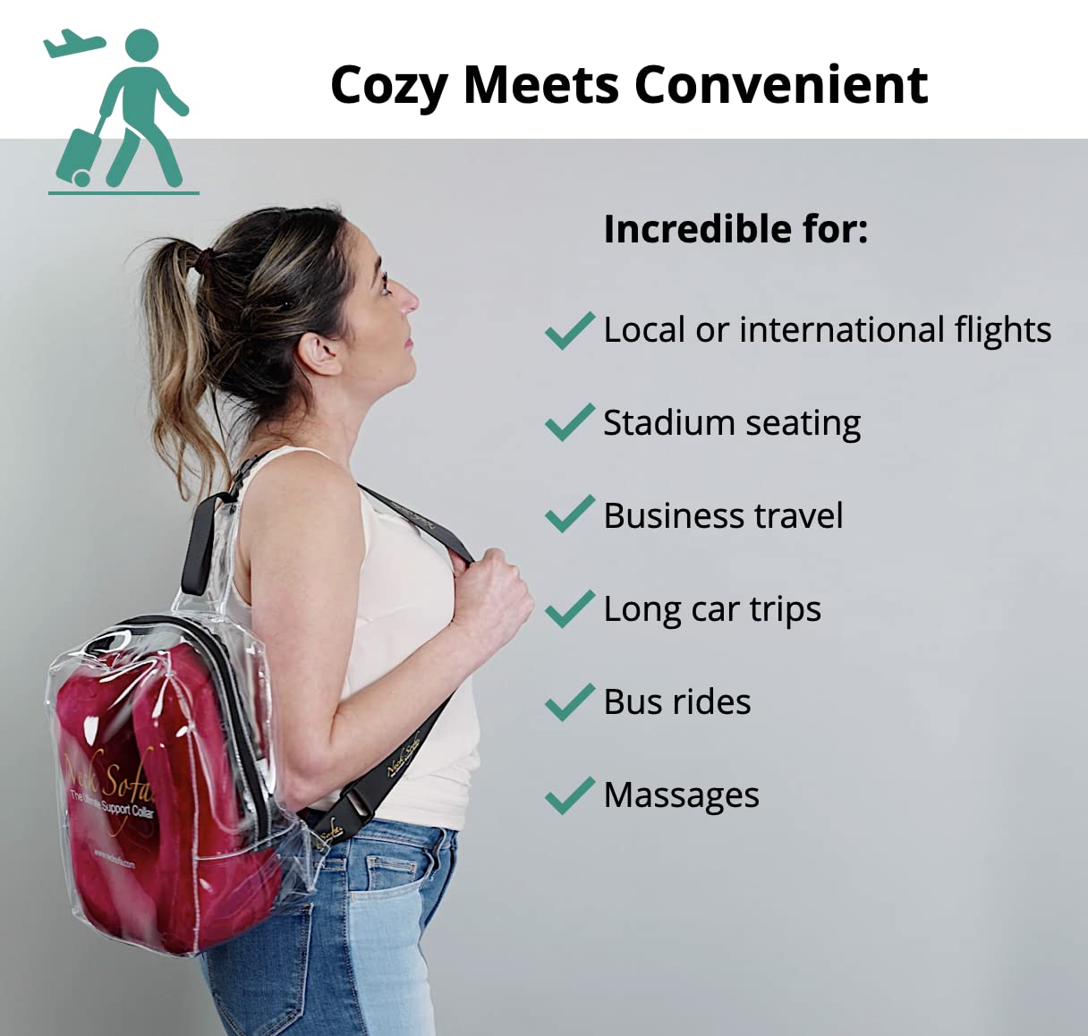 Best Chiropractor Recommended Neck Pillow for Pain Relief - Memory Foam Cervical Support Pillow with Lumbar Support (Burgundy) - Ideal for Travel, Office & Home Use