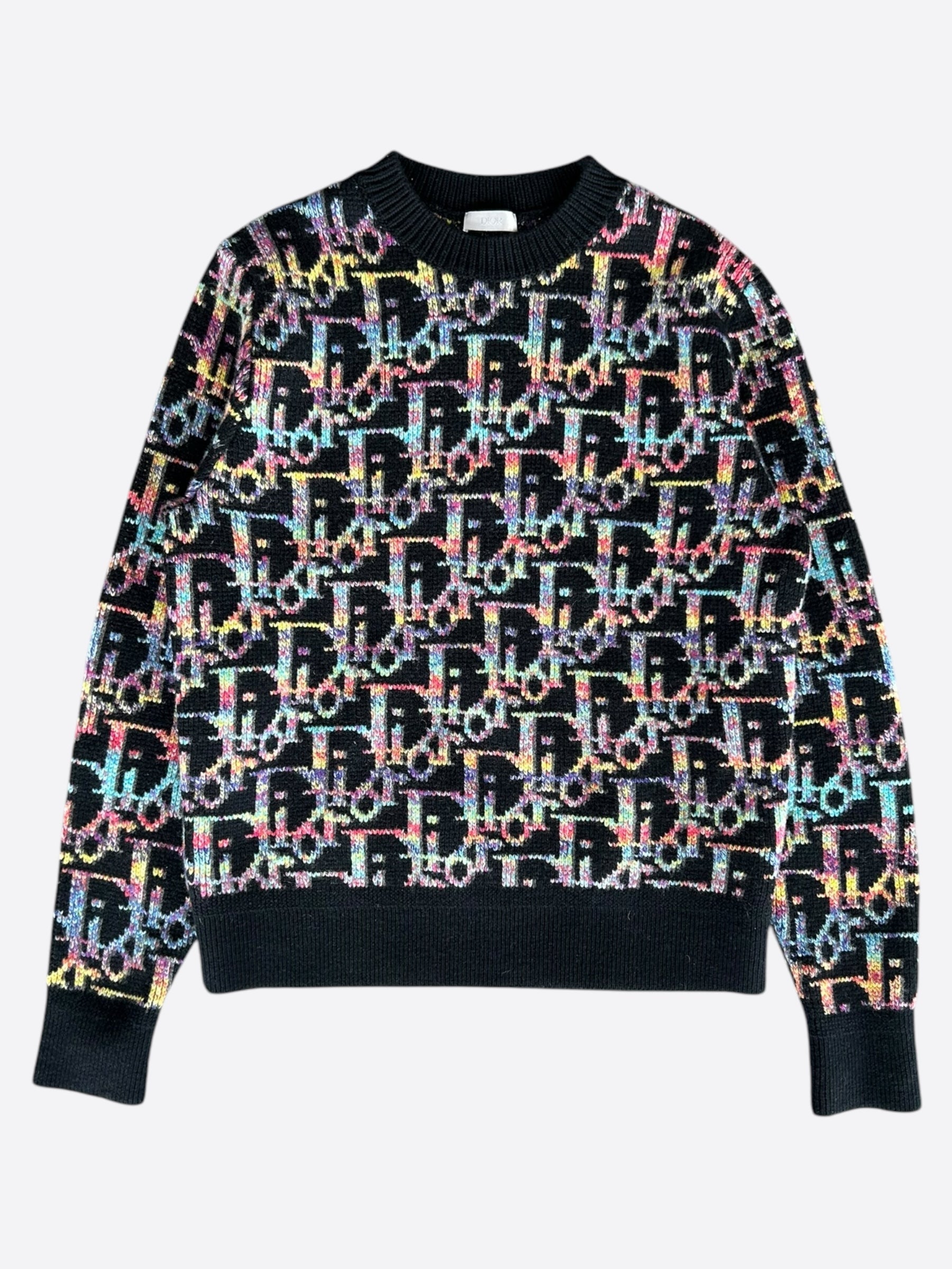 Dior Black Multicolor Oblique Wool Sweater for Women - Luxury Knitwear for Fall & Winter Fashion | Perfect for Office, Parties & Casual Outfits