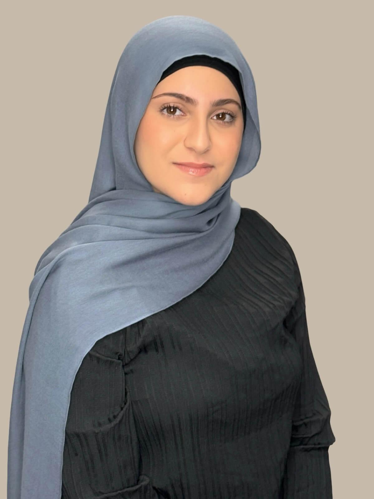 Stylish Cotton Modal Hijab Scarf - Soft & Breathable Dusty Denim for Women - Perfect for Daily Wear, Work & Prayer