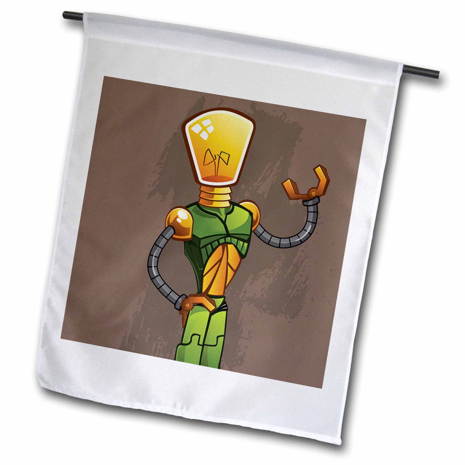 3dRose Retro Robot with Lightbulb Head - 12x18 Inch Garden Flag for Outdoor Decor, Yard Art, and Seasonal Home Decoration
