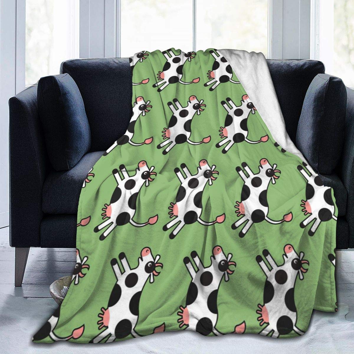 Evanvaughn Cartoon Cow Fleece Throw Blanket - Super Soft & Cozy Lightweight Blanket for Warmth - 60