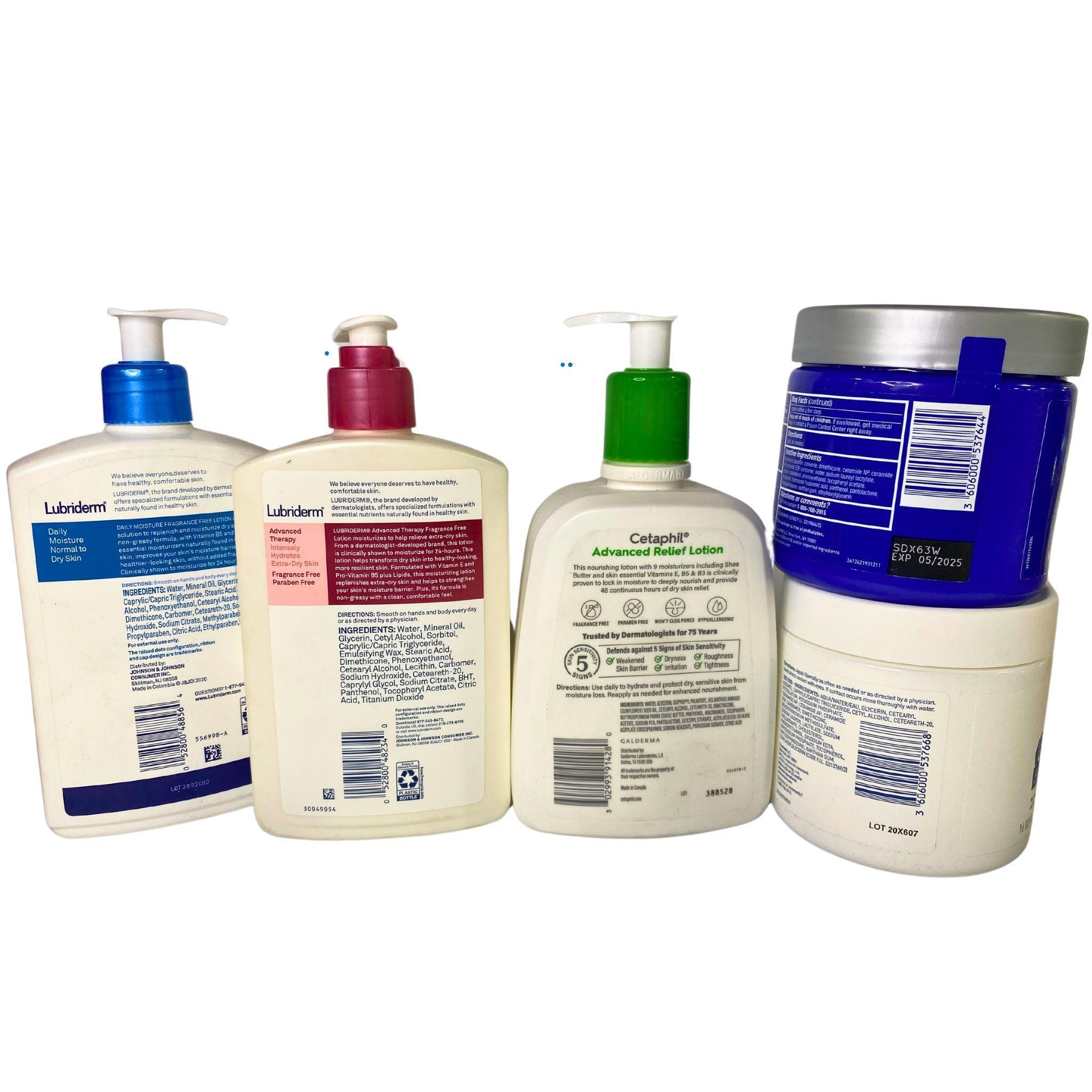 Lubriderm, CeraVe & Cetaphil Skincare Bundle - 40 Pcs Moisturizing Creams, Healing Ointments & Body Lotions for Dry, Sensitive Skin - Perfect for Daily Hydration & Eczema Care