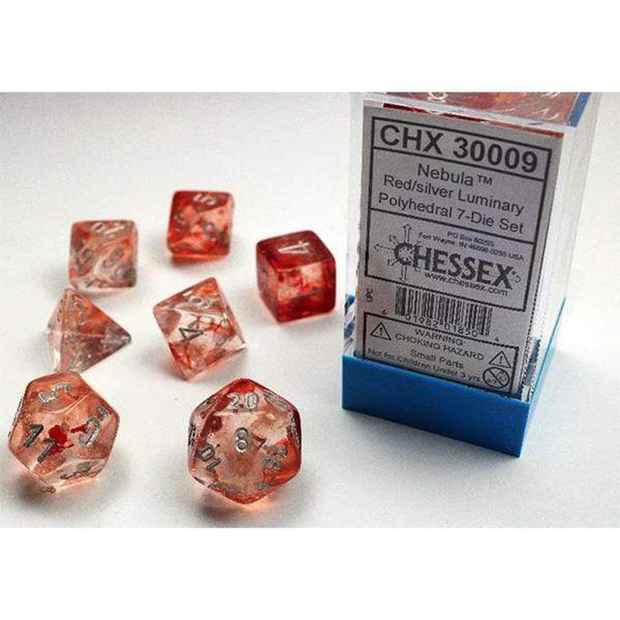 Chessex CHX27466 Nebula Dark Blue & White Polyhedral Dice Set - 7-Piece RPG Dice for Dungeons & Dragons, Pathfinder, and Tabletop Gaming