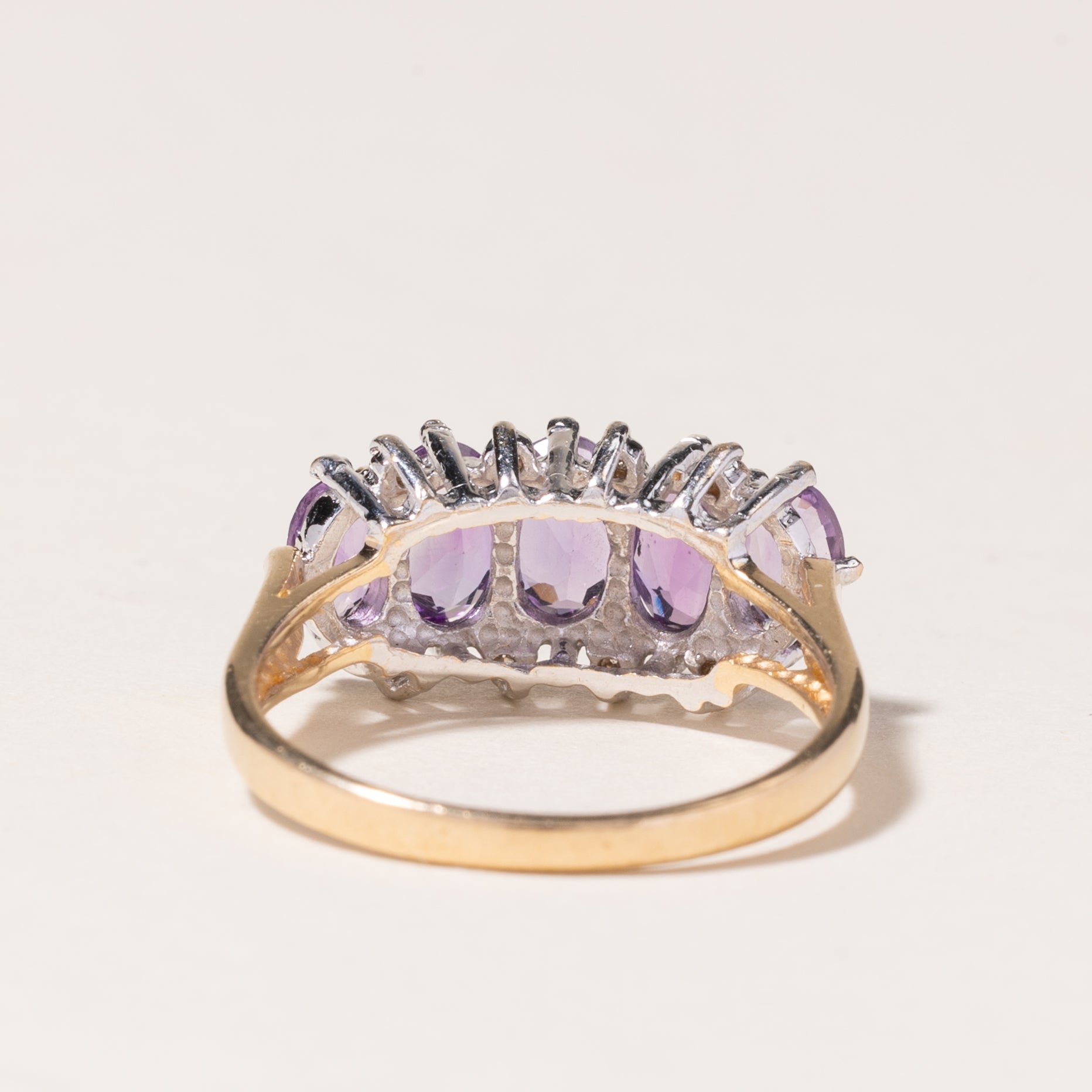 10K Gold Amethyst and Diamond Ring - 1.50ctw Amethyst with 0.04ctw Diamonds - Size 6.5 - Elegant Purple Gemstone Jewelry for Women - Perfect for Engagement, Anniversary & Special Occasion Gifts