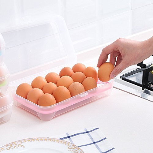 KPS 15 Grids Single Layer Egg Storage Box - Refrigerator & Kitchen Organizer | Plastic Egg Holder Tray for Fresh Eggs | Perfect for Fridge, Pantry, and Farmhouse Use