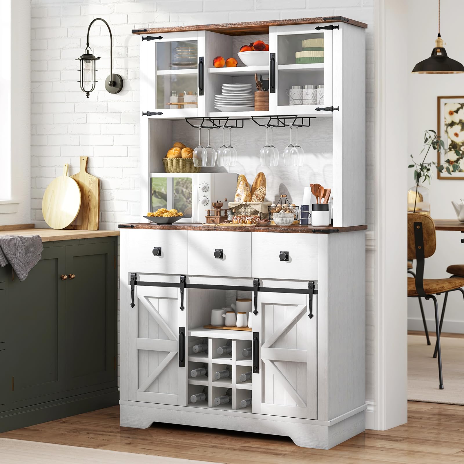 Farmhouse Coffee Bar Cabinet with Storage - 72
