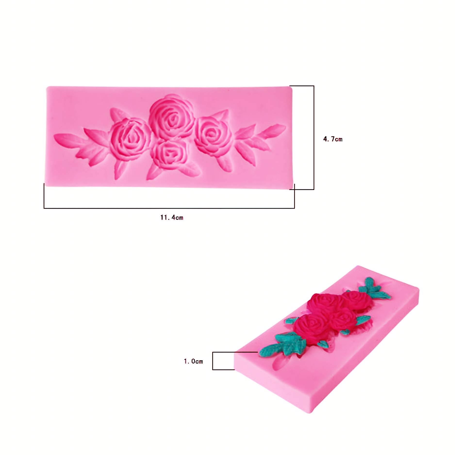 2-Piece Four Roses Silicone Candy Mold Set - Fondant, Chocolate, Sugar Craft DIY Cake Decorations - Perfect for Cake Toppers, Desserts, Ice Cubes, Pudding & Candy Making
