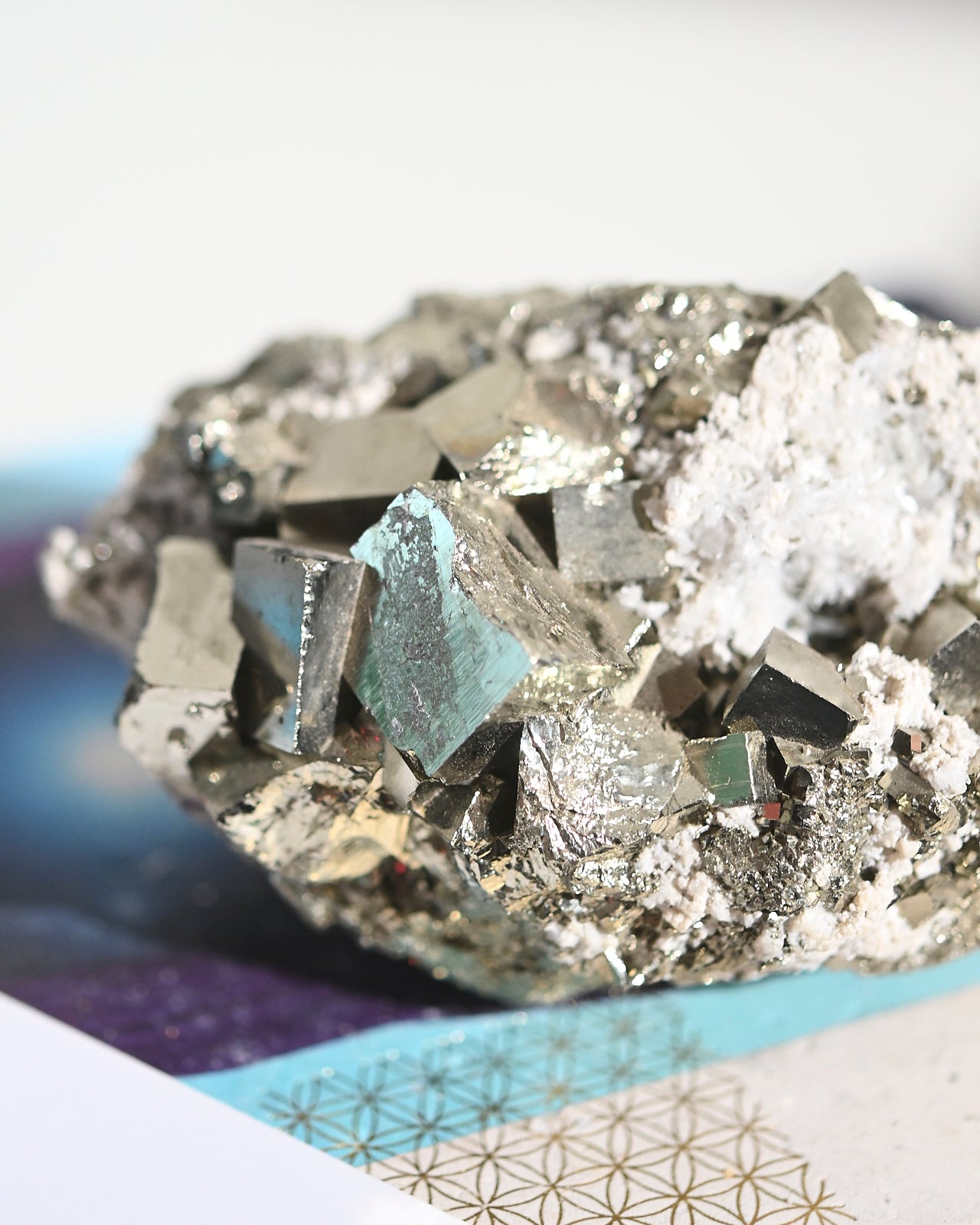 Natural Pyrite and Quartz Crystal Cluster - 2.6lbs Raw Mineral Specimen for Home Decor, Meditation & Healing Stone Collection