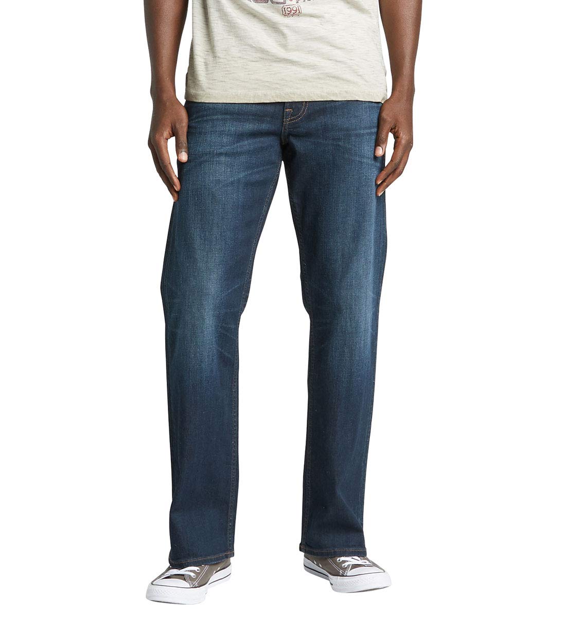 Silver Jeans Co. Men's Zac Relaxed Fit Straight Leg Jeans - Comfortable Casual Denim Pants for Everyday Wear & Outdoor Activities