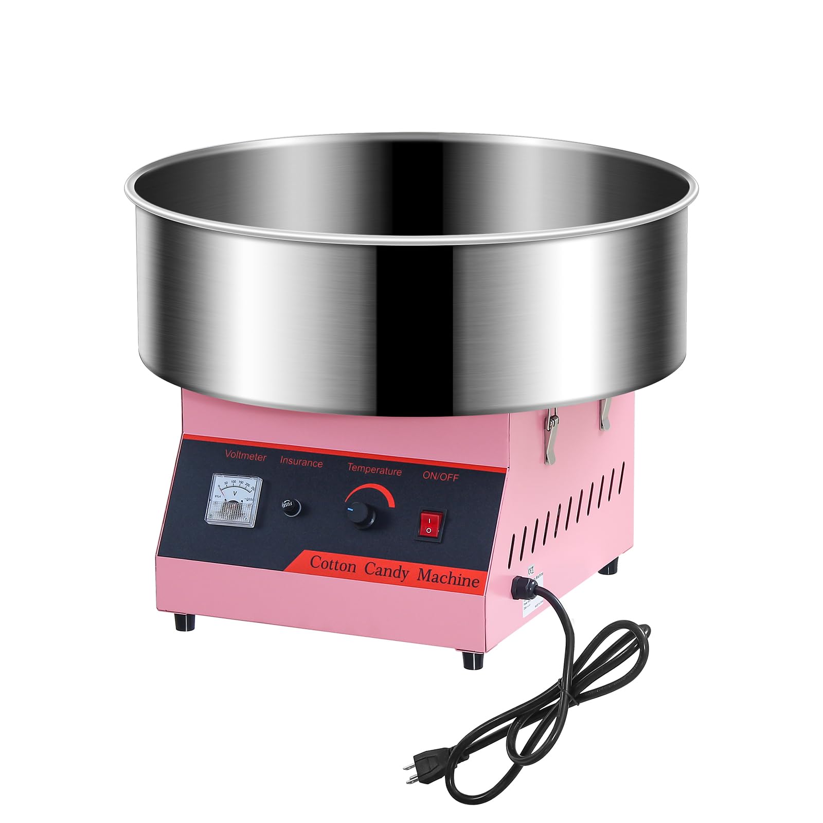 1050W Commercial Cotton Candy Machine with Stainless Steel Bowl - Electric Candy Floss Maker for Kids Birthday Parties, Halloween, Christmas & Festivals - Perfect for Family Gatherings, Carnival Events & Sweet Shops (Pink)