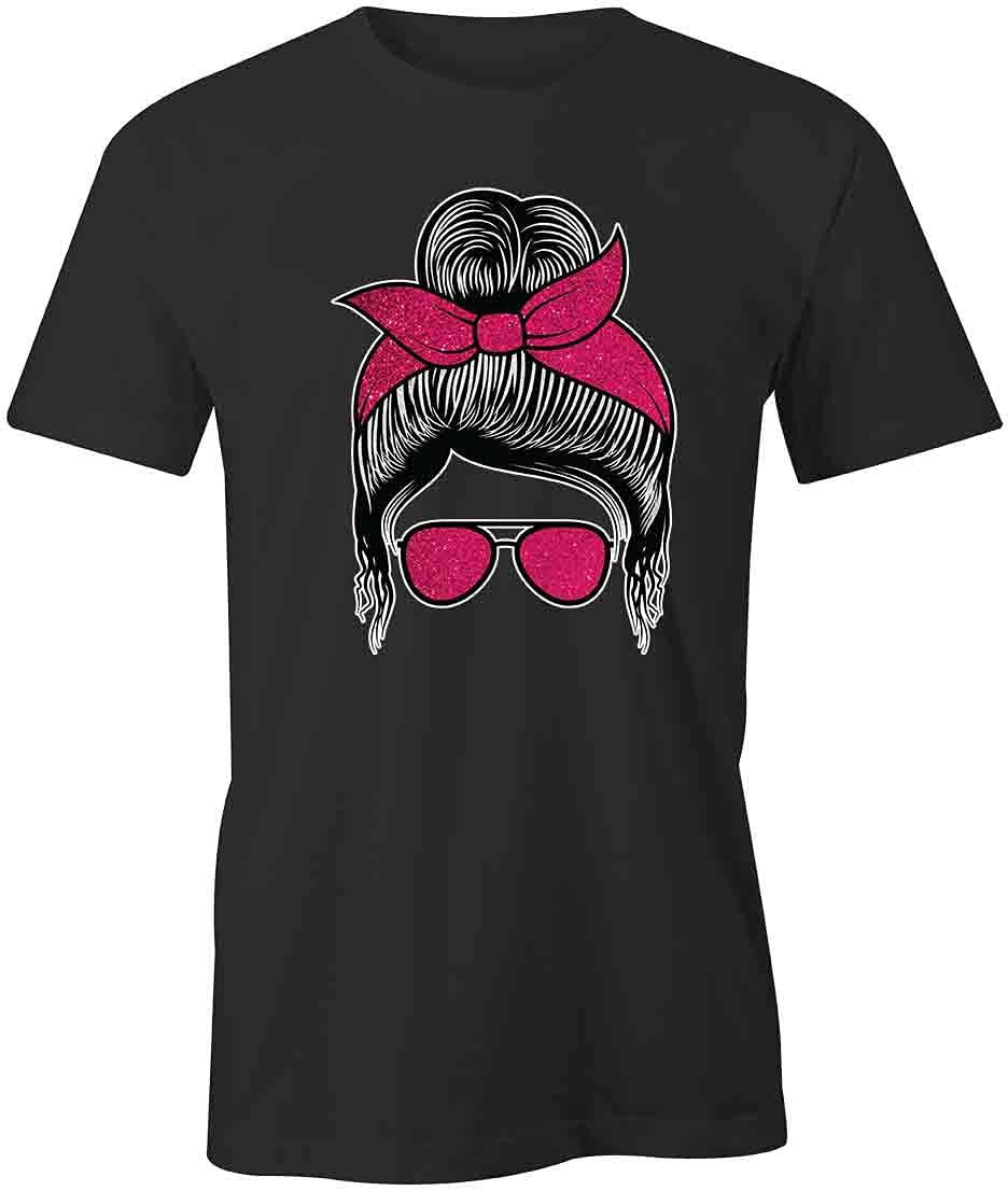 Messy Bun T-Shirt for Women | Soft Black Graphic Tee with Trendy Print - Perfect for Casual Wear, Gym, or Running Errands