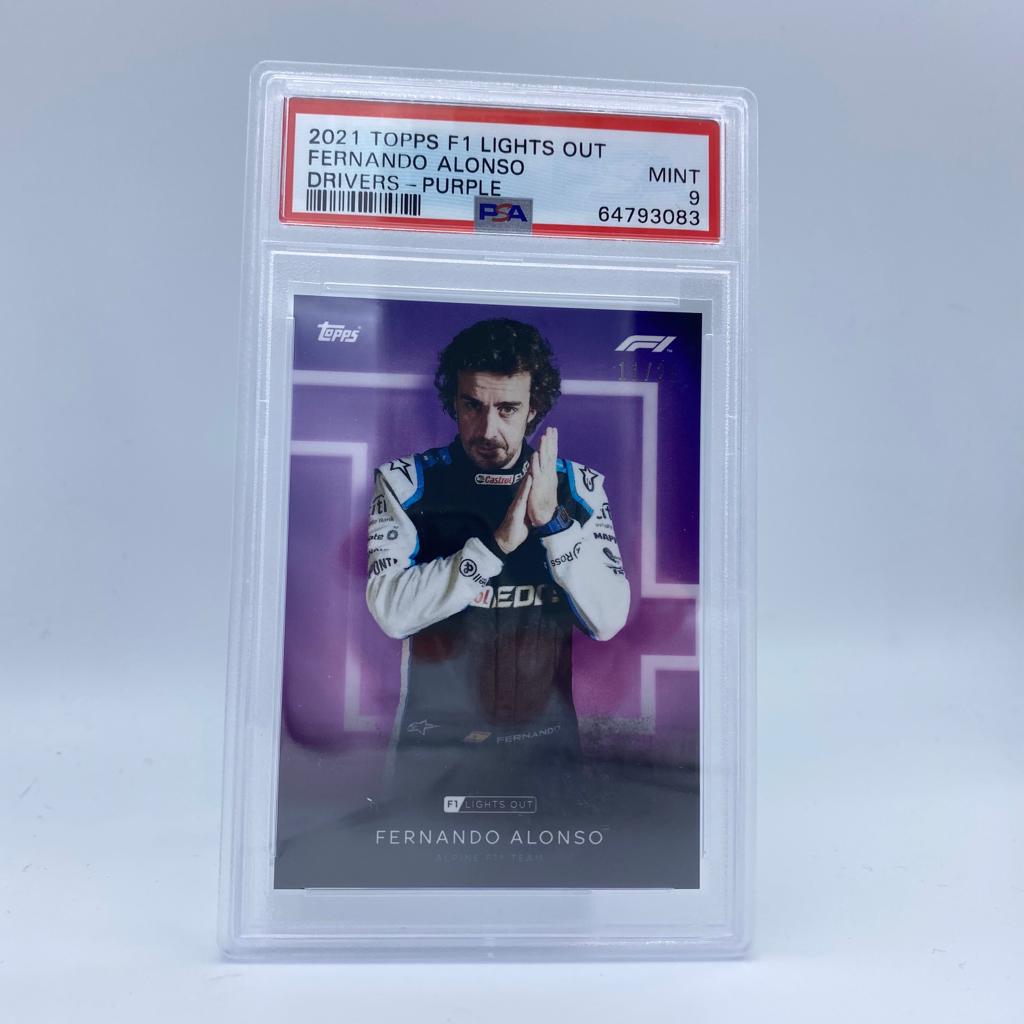PSA 9 Graded 11/25 Fernando Alonso Purple Parallel Racing Card - Perfect for Collectors, Fans, and Sports Memorabilia Displays