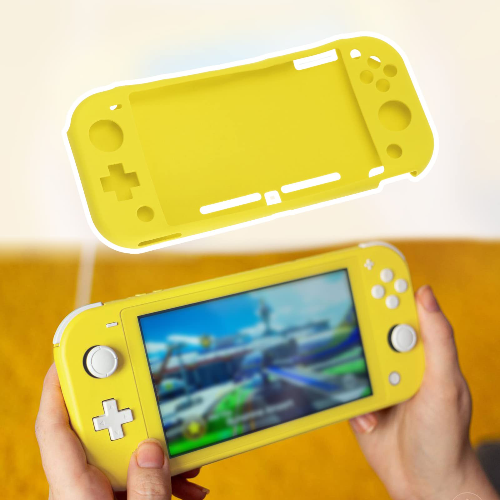 Premium Soft Silicone Case Compatible with Nintendo Switch Lite Console - Anti-Scratch Shockproof Protective Cover for Gaming Accessories (Yellow) - Perfect for Travel, Home Gaming & On-the-Go Protection