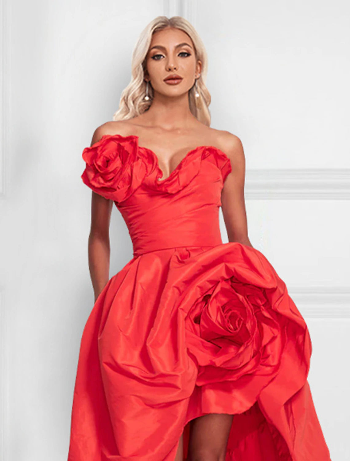 Elegant A-Line Cocktail Dress - Celebrity Style Party Wear with Asymmetrical Sleeveless Design & Shoulder Flower Detail | Perfect for Evening Events, Weddings, and Special Occasions