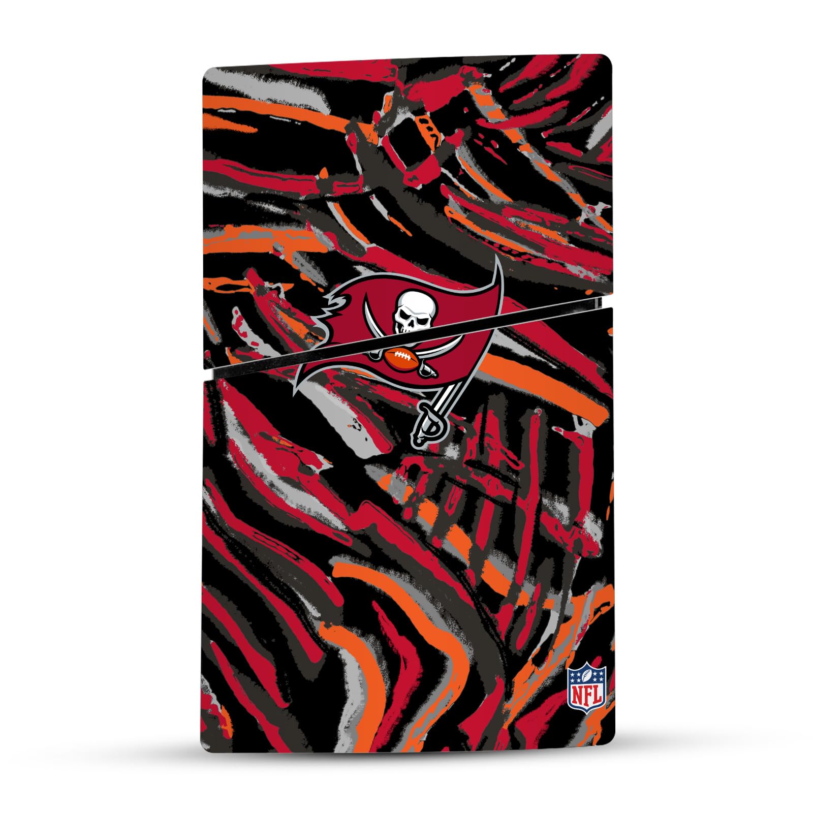 Official NFL Licensed Tampa Bay Buccaneers Abstract Brush Strokes Vinyl Skin Sticker - Compatible with Sony PS5 Slim Digital Edition Console & DualSense Controller - Perfect for Gaming Setups & Fan Decor
