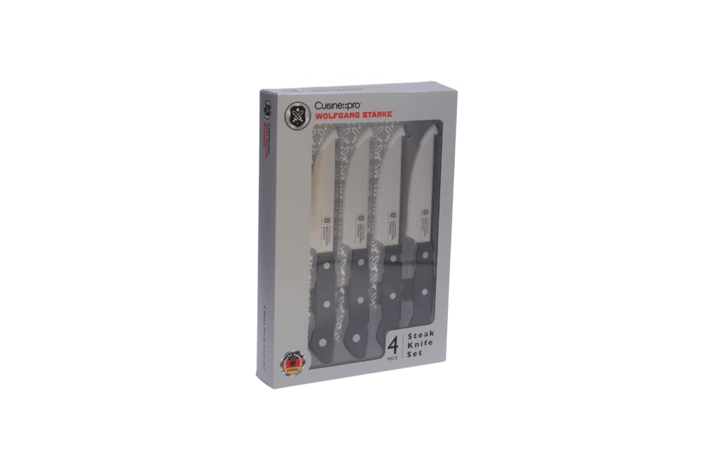 Premium Wolfgang Starke 4-Piece Stainless Steel Steak Knife Set - Razor Sharp Blades, Ergonomic Handles - Perfect for Steak Dinners, BBQ Parties & Fine Dining Experience