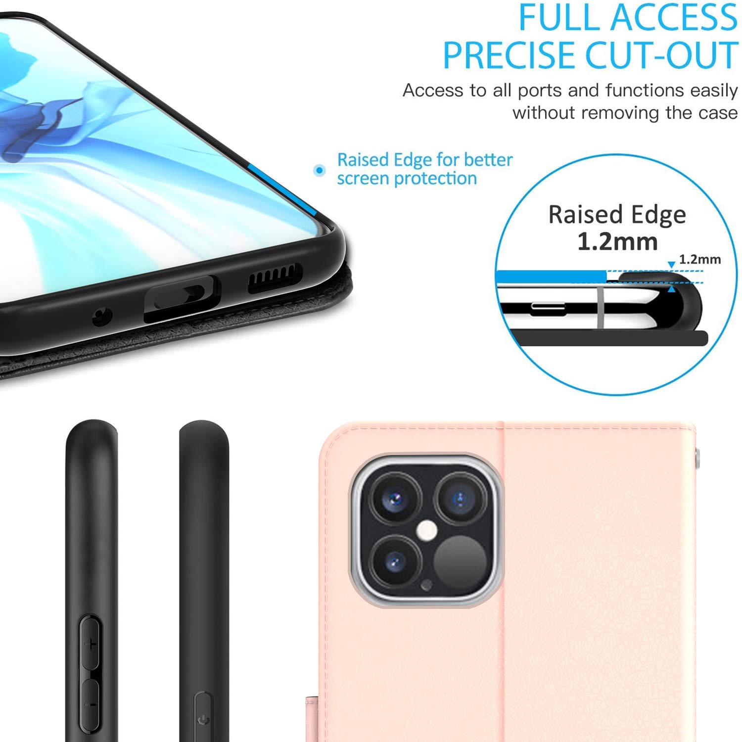 Premium RFID Blocking PU Leather Wallet Case for Apple iPhone 12 Pro Max (6.7