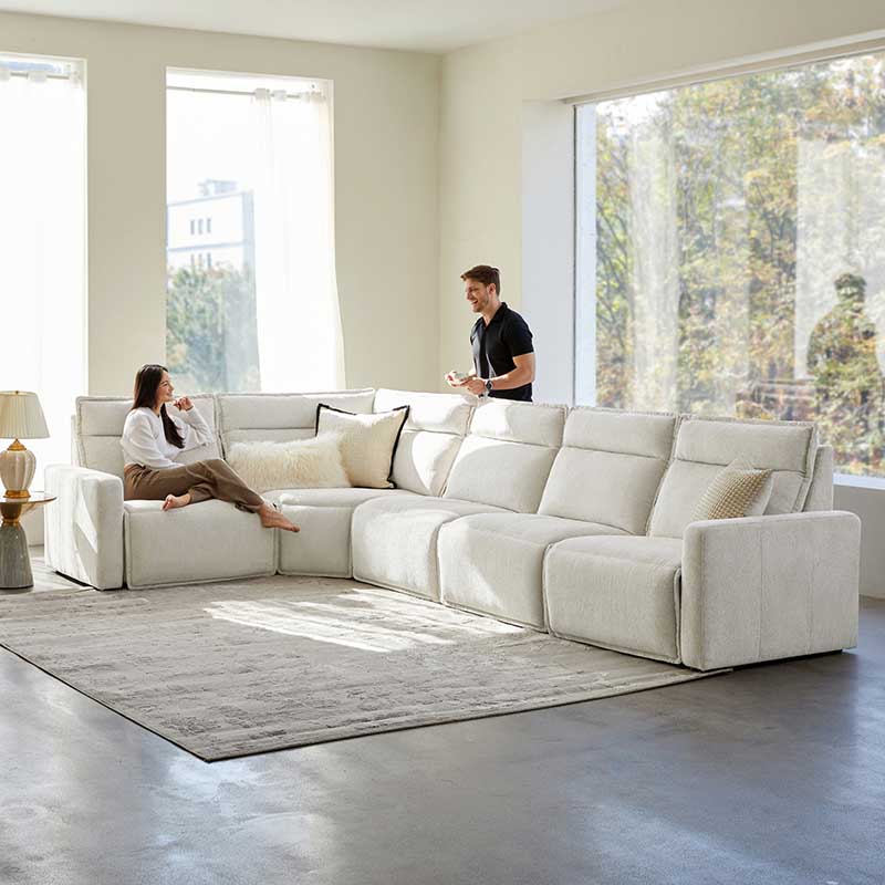 Essentia Power Reclining Corner Sofa - Easy Care Fabric Sectional Couch with USB Charging for Living Room, Home Theater & Family Room Comfort
