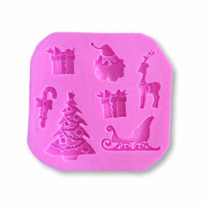 Christmas Themed Silicone Mold Set - Sleigh, Presents, Candy Cane & Santa Claus | Bakell | Perfect for Holiday Baking, DIY Candy Making & Christmas Party Decorations