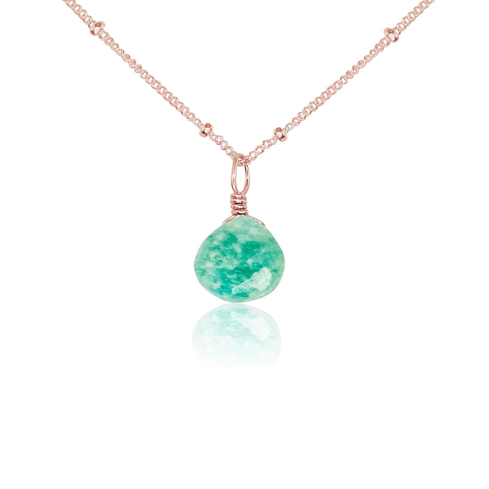 Amazonite Teardrop Crystal Pendant Necklace - Healing Stone Jewelry for Women, Natural Gemstone Drop Necklace for Stress Relief & Positive Energy - Perfect for Meditation, Yoga & Spiritual Gifts