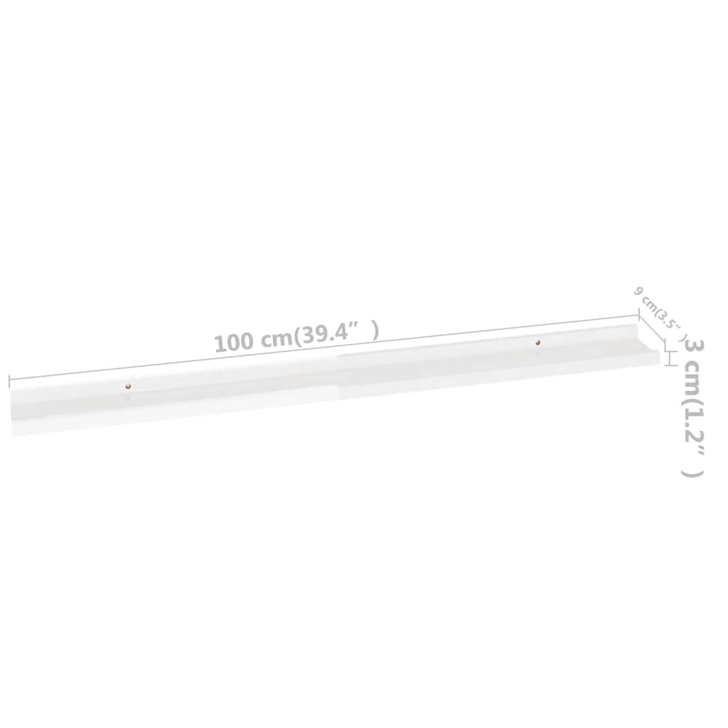 Modern White High Gloss Wall-Mounted Shelves - Durable MDF Floating Shelves for Home Decor, Books & Display - Easy Installation for Living Room, Bedroom & Office