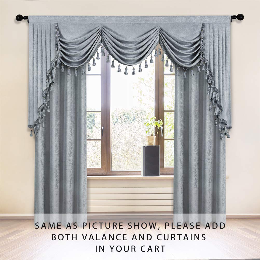 ELKCA Silver Grey Chenille Curtains - Blackout Thermal Insulated Grommet Top Window Drapes for Bedroom & Living Room (52