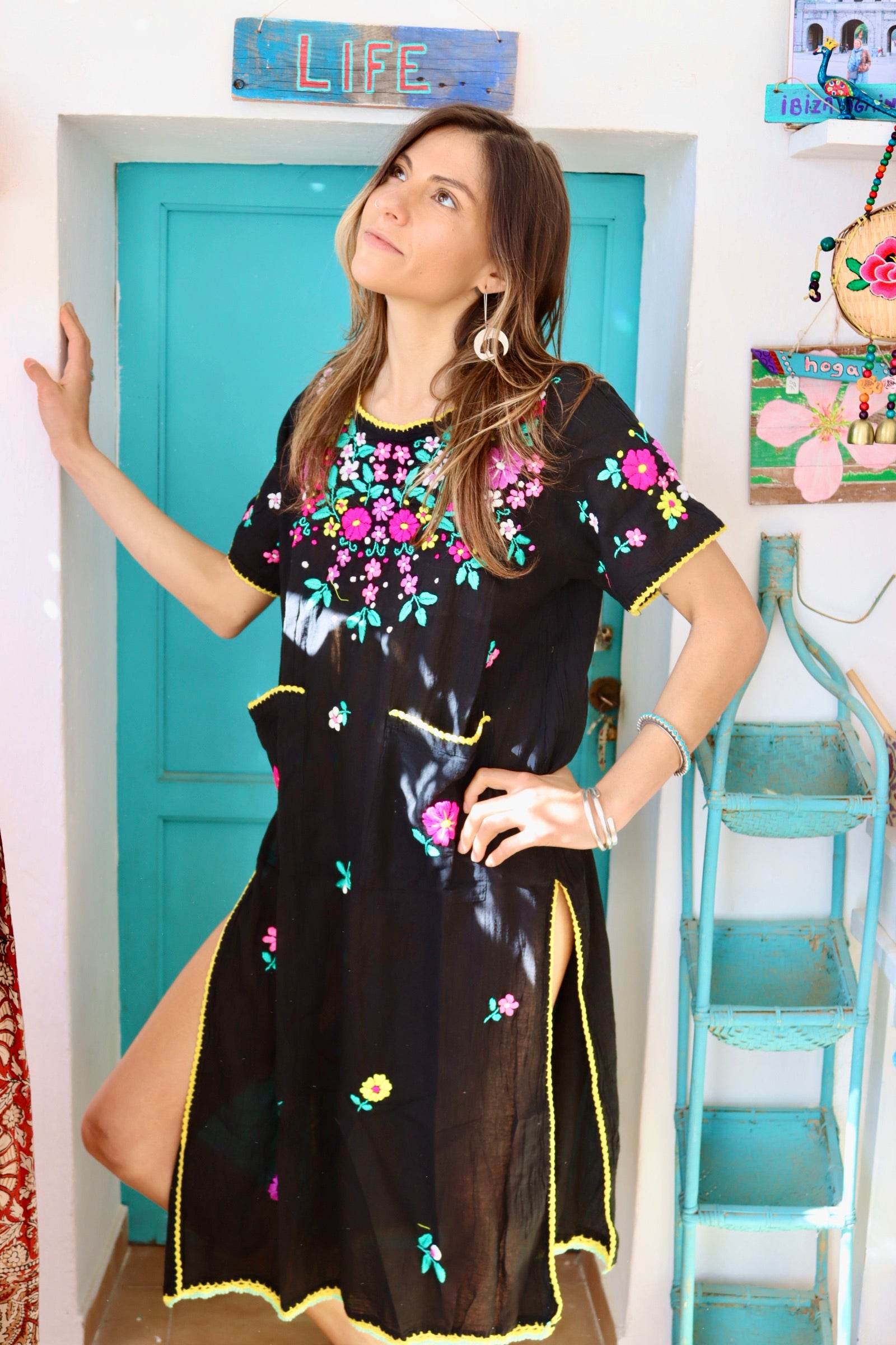 Chiang Mai Floral Print Summer Dress for Women - Boho Chic Maxi Dress with Puff Sleeves - Perfect for Beach Vacations, Music Festivals & Date Nights
