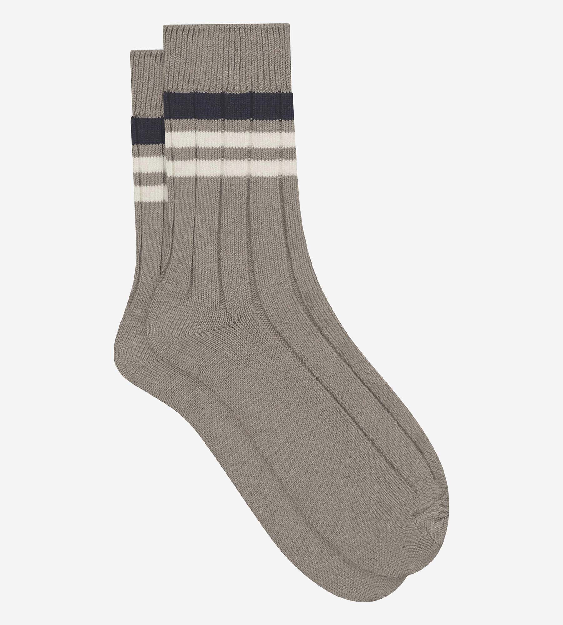 Men's Striped Ribbed Bamboo Socks - Soft & Breathable Grey Cotton Blend for Casual Wear, Work & Outdoor Activities