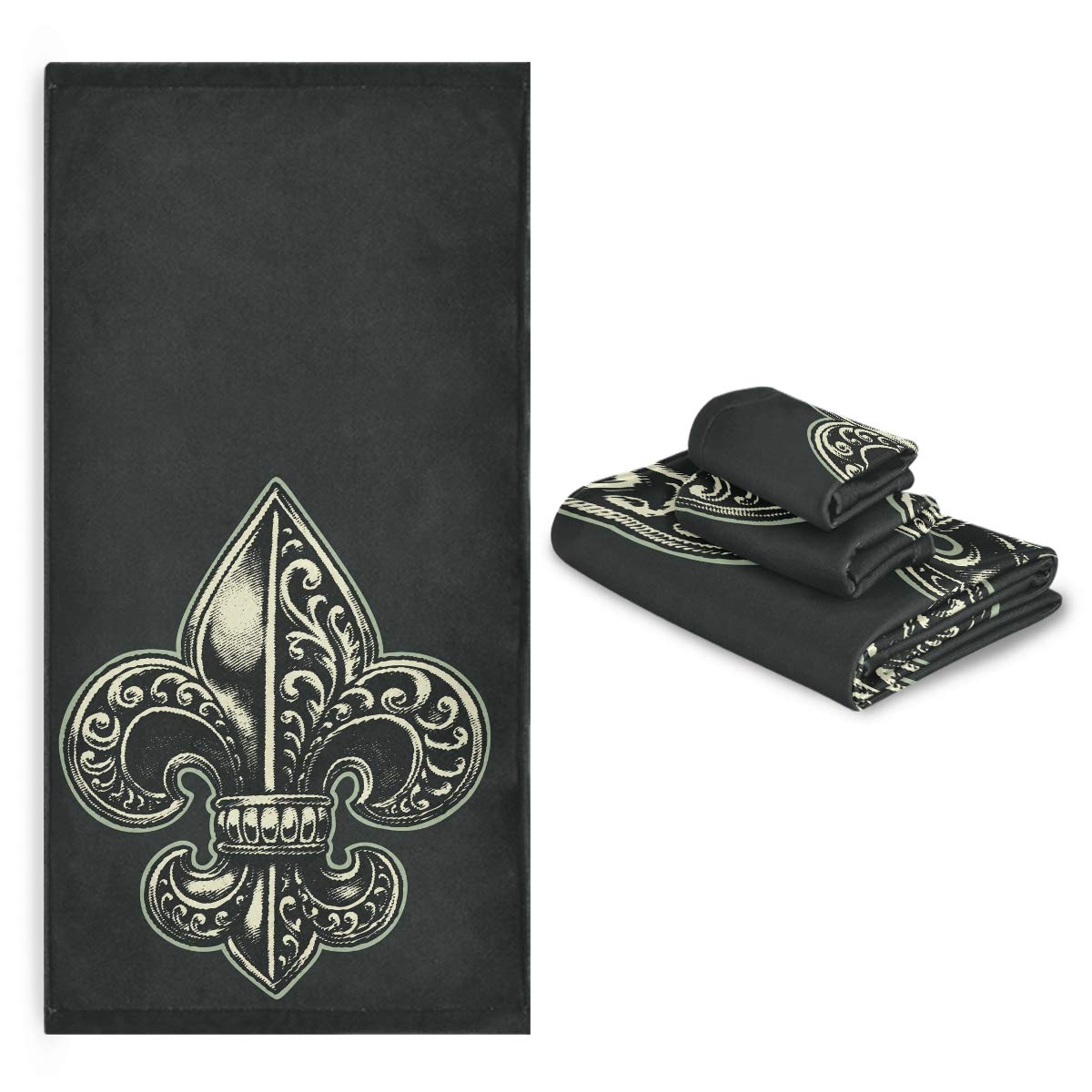 CaTaKu 3-Piece Vintage Anchor Bath Towel Set - Soft Absorbent Bath, Hand & Washcloth Towels for Home, Kitchen, Hotel, Gym, Swim & Spa | Marine Themed Bathroom Accessories for Coastal Decor & Beach House Essentials