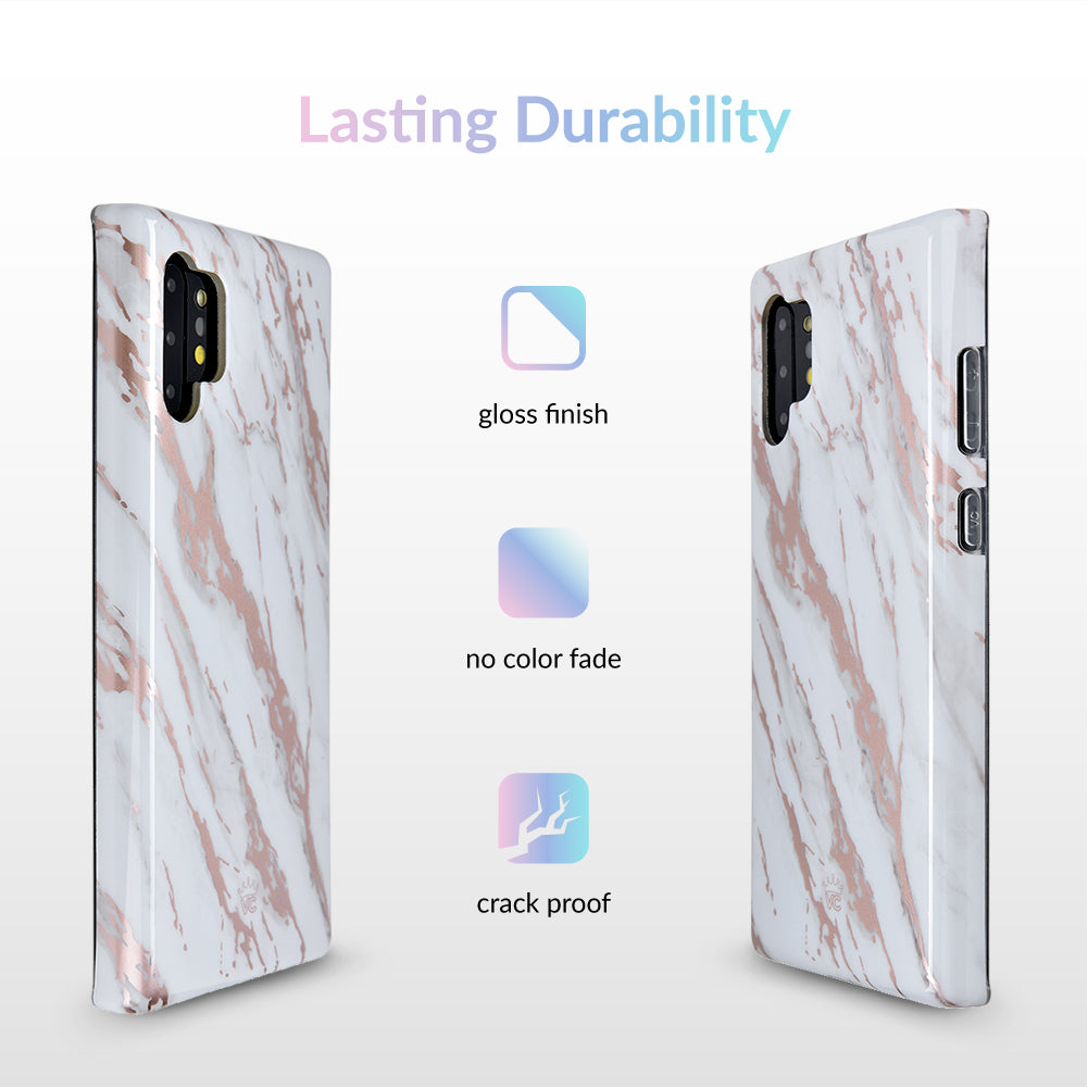Elegant White Marble Rose Gold Chrome Case for Samsung Galaxy - Perfect for Everyday Use, Travel & Special Occasions
