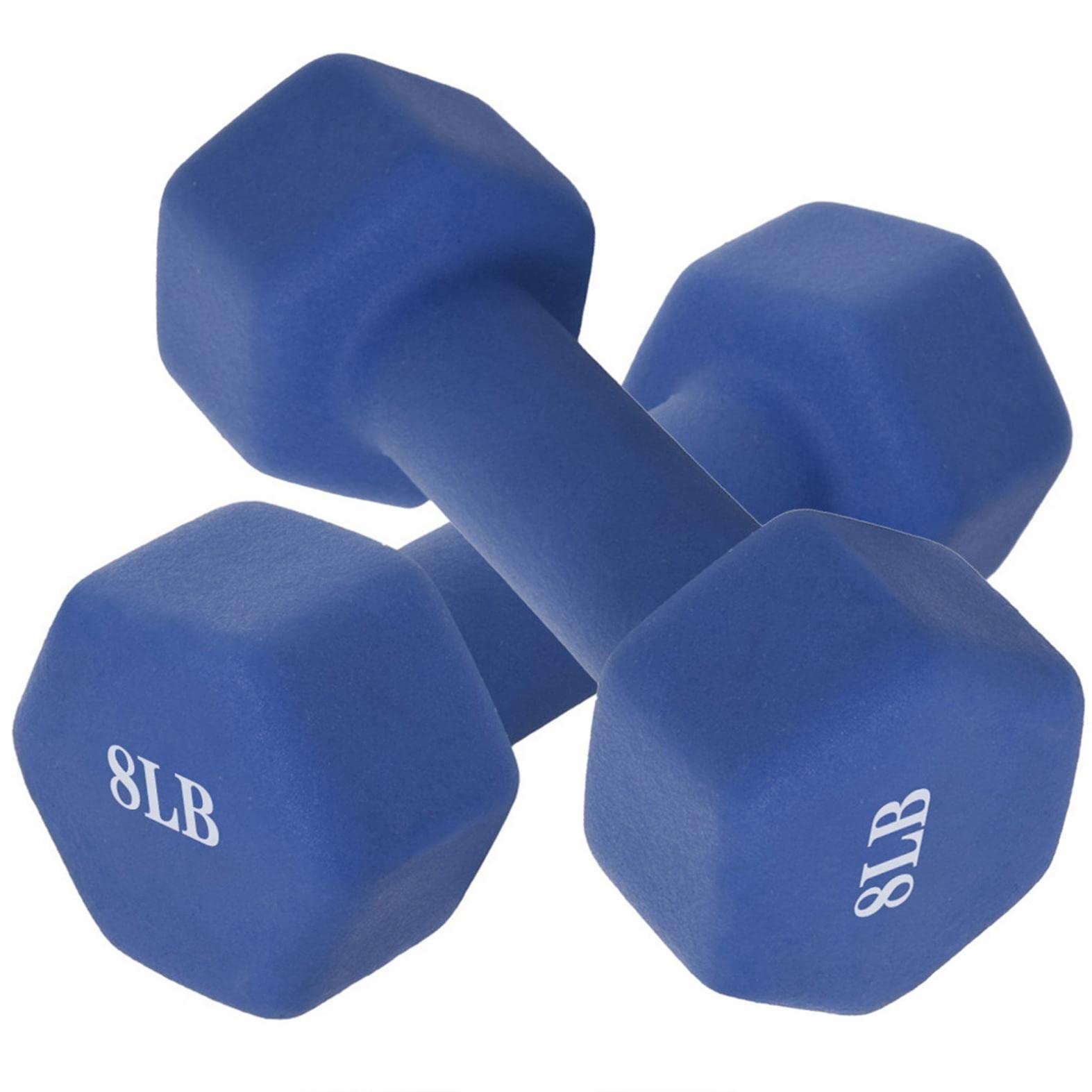 BRADEM 8 lbs Neoprene Dumbbells for Home Workouts - Blue