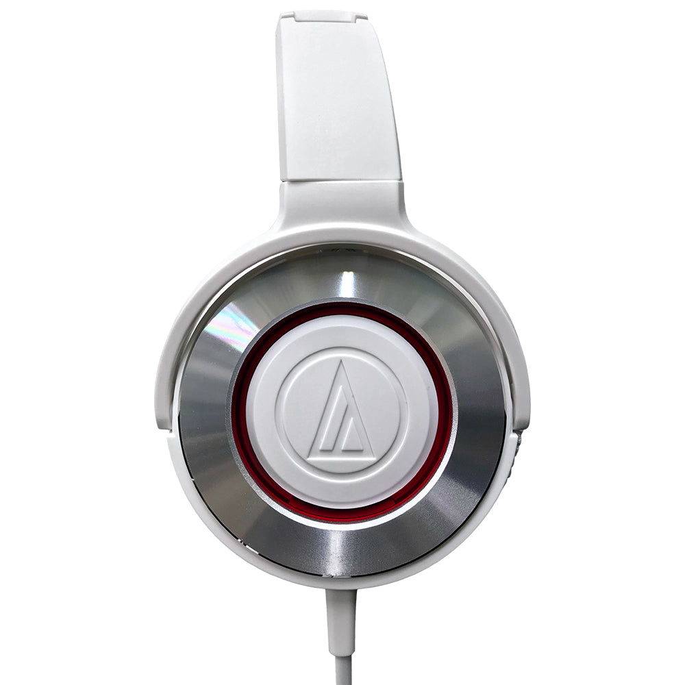 Audio Technica ATH-WS550iS White Over-Ear Headphones with Powerful Bass & In-Line Volume Control - Perfect for Gaming, Music Listening & Travel