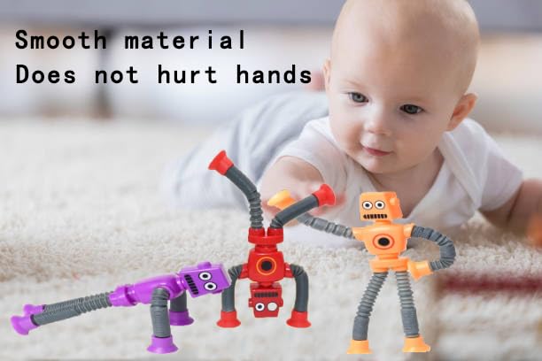 24PCS Telescopic Suction Cup Robot Toy - Pop Tubes Sensory Toys for Kids & Toddlers, Fidget Toys for Stress Relief, Travel & Classroom Prizes, STEM Learning Fun for Boys & Girls - Perfect for Birthday Gifts, Party Favors and Treasure Box Rewards