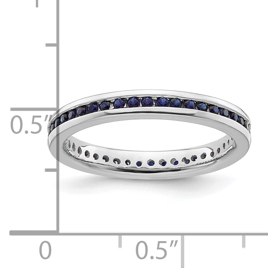 Avariah Sterling Silver Stackable Sapphire Ring - Size 5.0, Polished Finish, Created Sapphire Jewelry for Women, Perfect for Everyday Wear, Gifts & Special Occasions