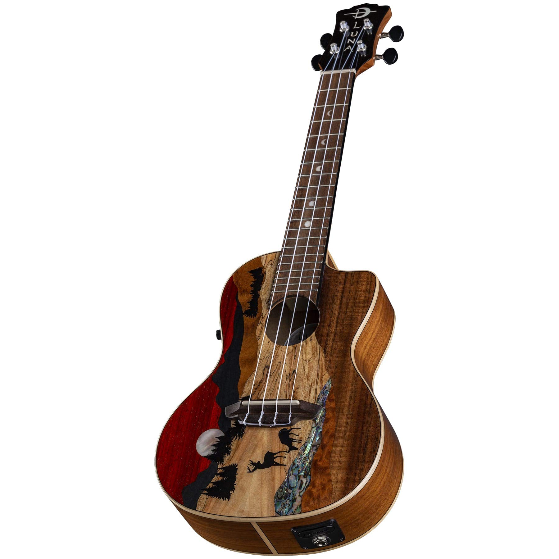 Luna Guitars Vista Deer 4-String Concert Acoustic Electric Ukulele - Right Handed (UKEVISTADEERC) - Perfect for Beginners, Travel & Live Performances