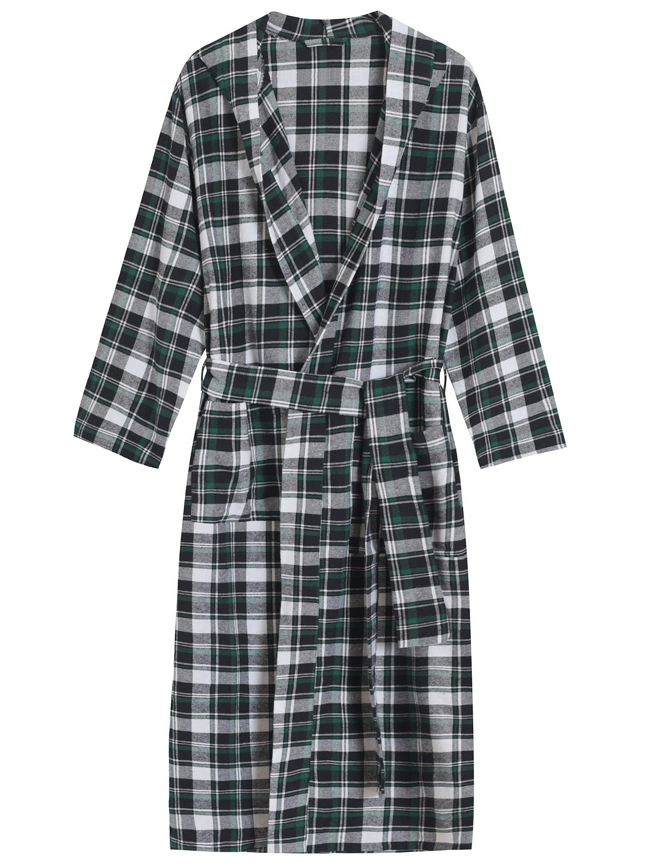**Men's Soft Cotton Flannel Hooded Bathrobe - Cozy Long Robe for Winter, Spa, and Lounging at Home**