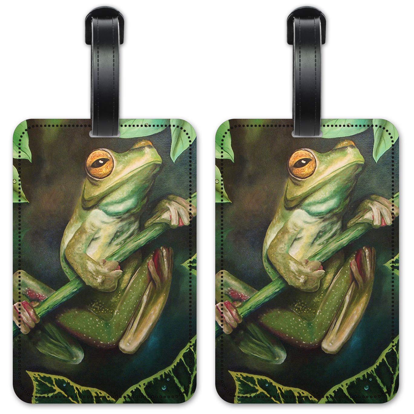 Yellow Eyed Tree Frog Luggage ID Tags - Waterproof Suitcase Identification Cards Set of 2 for Travel, Backpack & Suitcase Organization