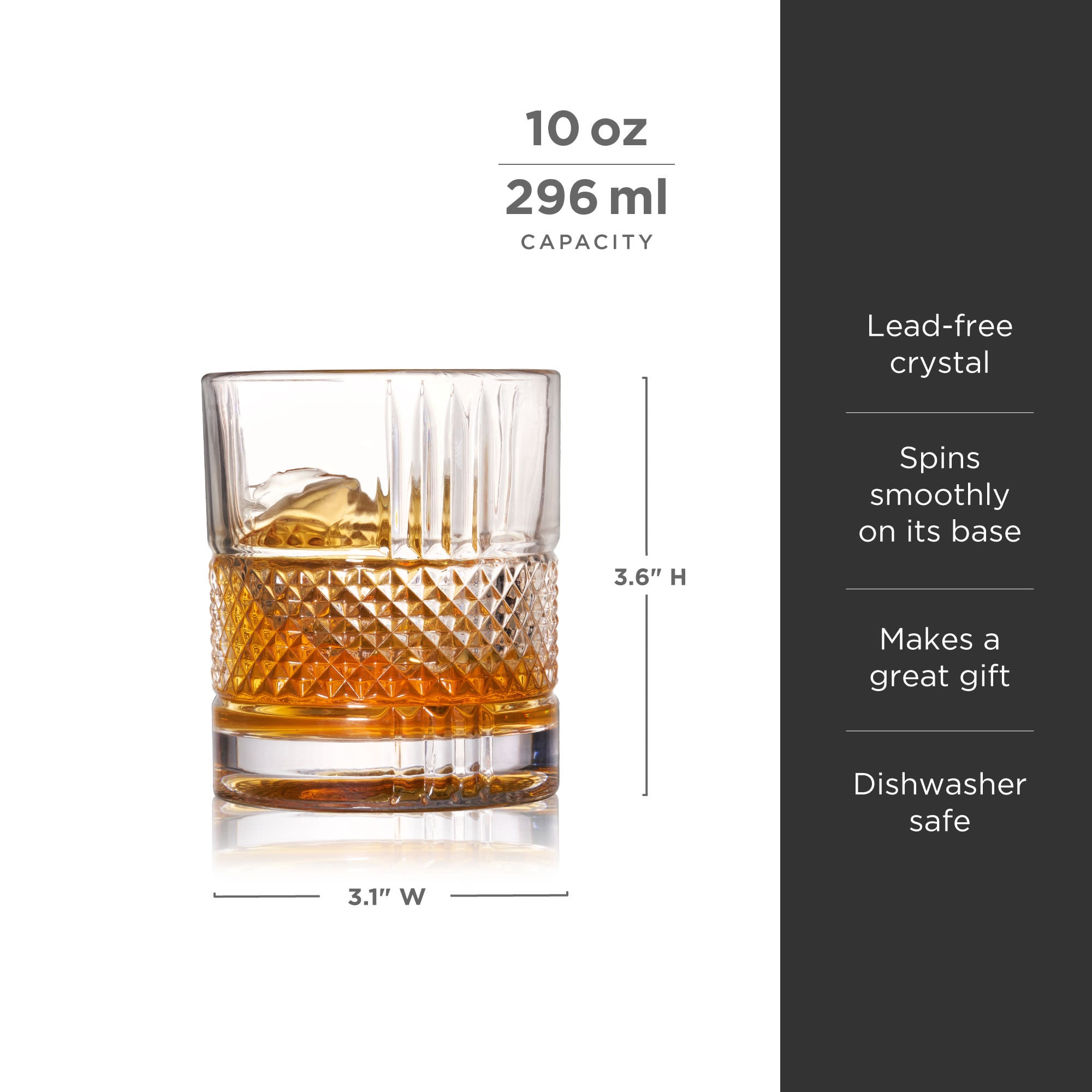 Revolve Crystal Whiskey Glasses Set of 4 - Elegant Lead-Free Rocks Glasses for Scotch, Bourbon & Cocktails - Perfect for Home Bar, Gifts & Entertaining