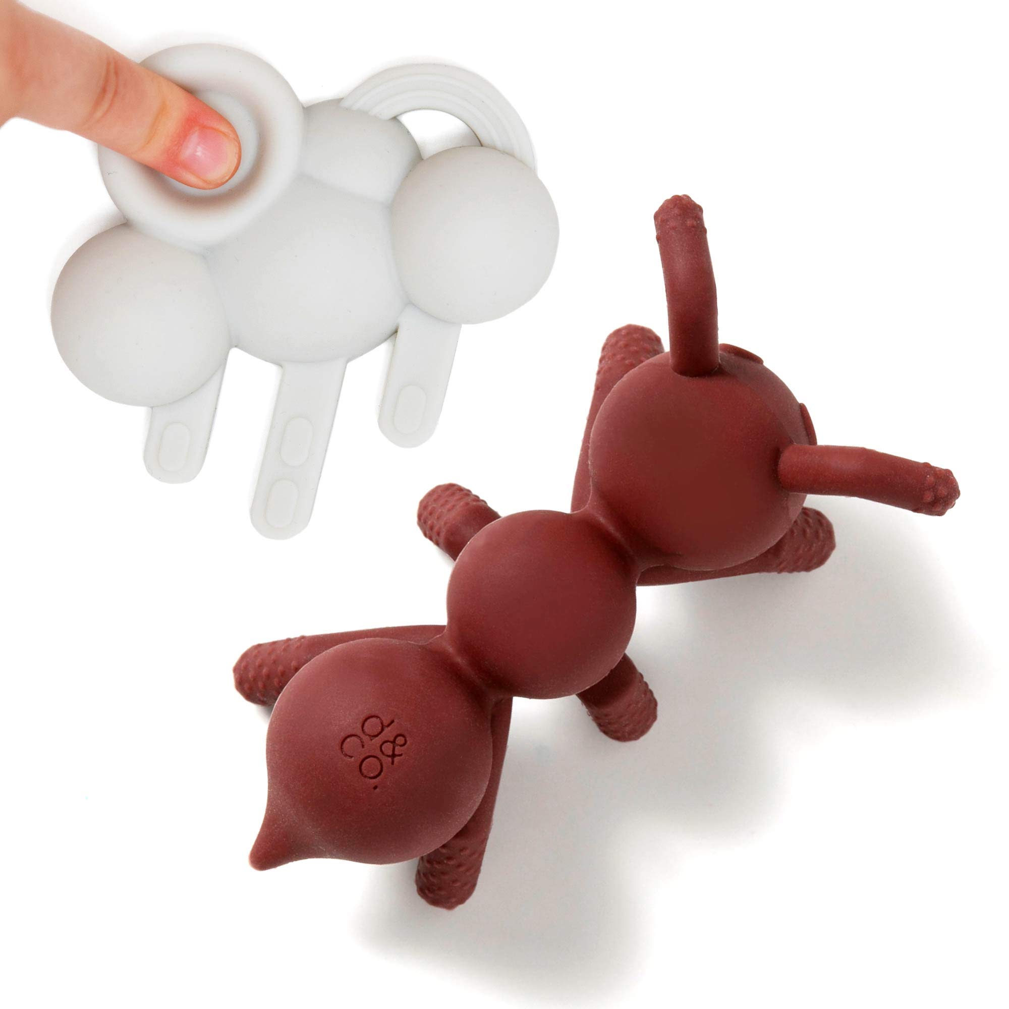 Doddle & Co. The Chew Teether with Poppable Bubbles - Baby Teething Toy for Toddlers & Newborns | Soothing Gum Relief, Easy Grip & Oral Development | Sensory Fidget Toy for Infants | Pack of 2 (Ant + Rain) | Perfect for On-the-Go, Playtime & Teething Relief