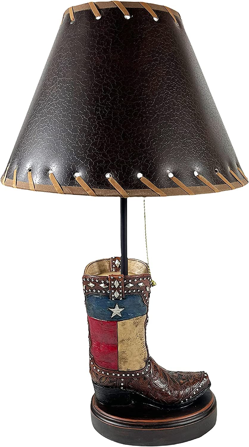 Western Cowboy Texas Single Boot Roper End Table Lamp - Rustic Nightstand Lighting for Bedroom, Living Room & Office - Western Decor, Home Accent Lighting for Ranch Style Homes