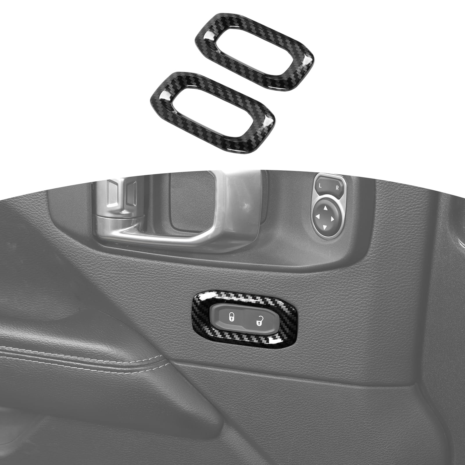 Carbon Fiber Door Lock Switch Button Trim Cover for Jeep Wrangler JL JLU & Gladiator JT (2018-2024) - Interior Accessories Set of 2 - Upgrade Your Jeep's Interior Style & Protection