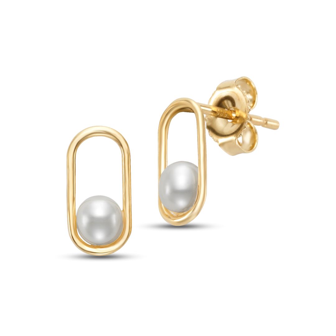 4mm Pearl Ellipse Drop Earrings - Elegant Dangle Earrings for Women, Perfect for Weddings, Parties & Special Occasions