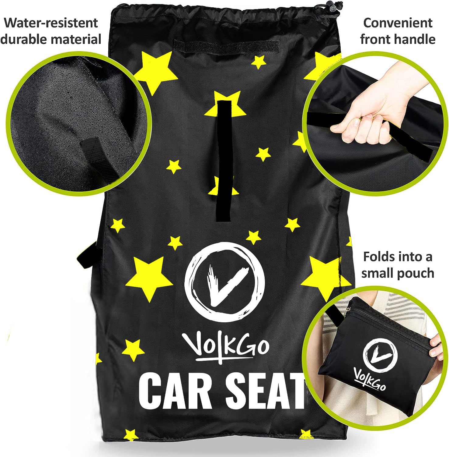 **V VOLKGO Durable Airplane Car Seat Travel Bag - Easy Carry Gate Check Cover for Airplane, Car Seat Protection - Perfect for Family Travel, Airplane Trips & Road Trips**