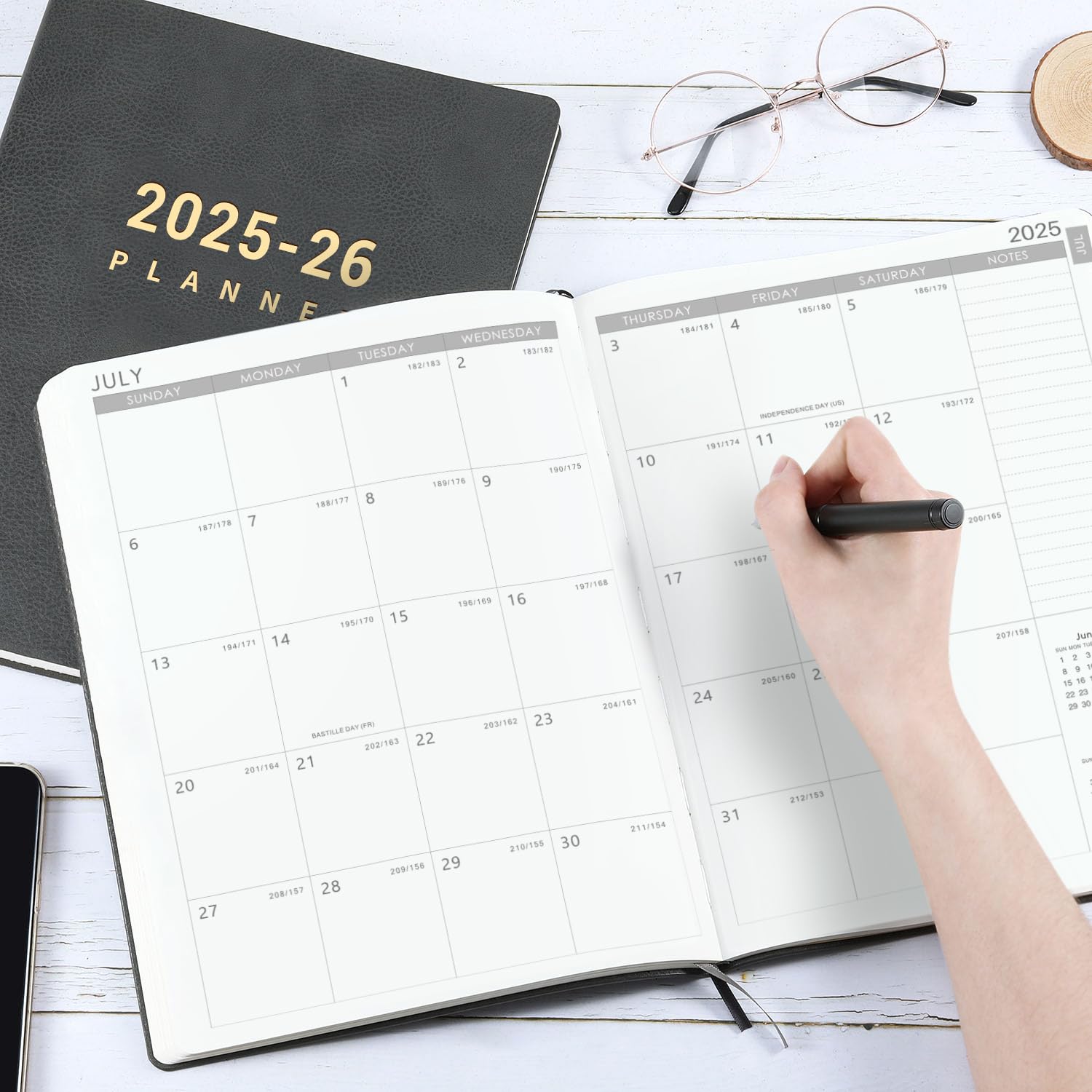 2025-2026 Academic Planner - July 2025 to June 2026, Daily Weekly Monthly Organizer with Pen Holder, Calendar Stickers & Pocket, 8.5