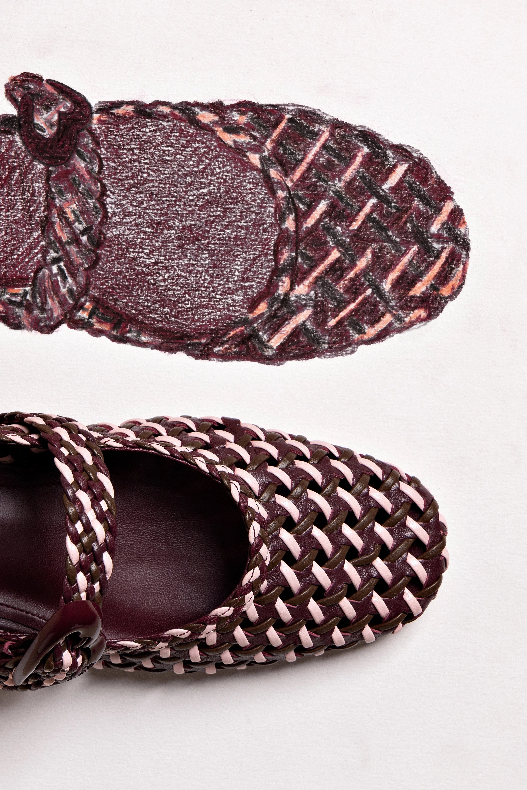 Verona Macrame Ballet Flat Shoes for Women - Wine, Tulip & Burnt Umber Leather | Comfortable & Stylish | Perfect for Casual Wear, Office & Date Nights