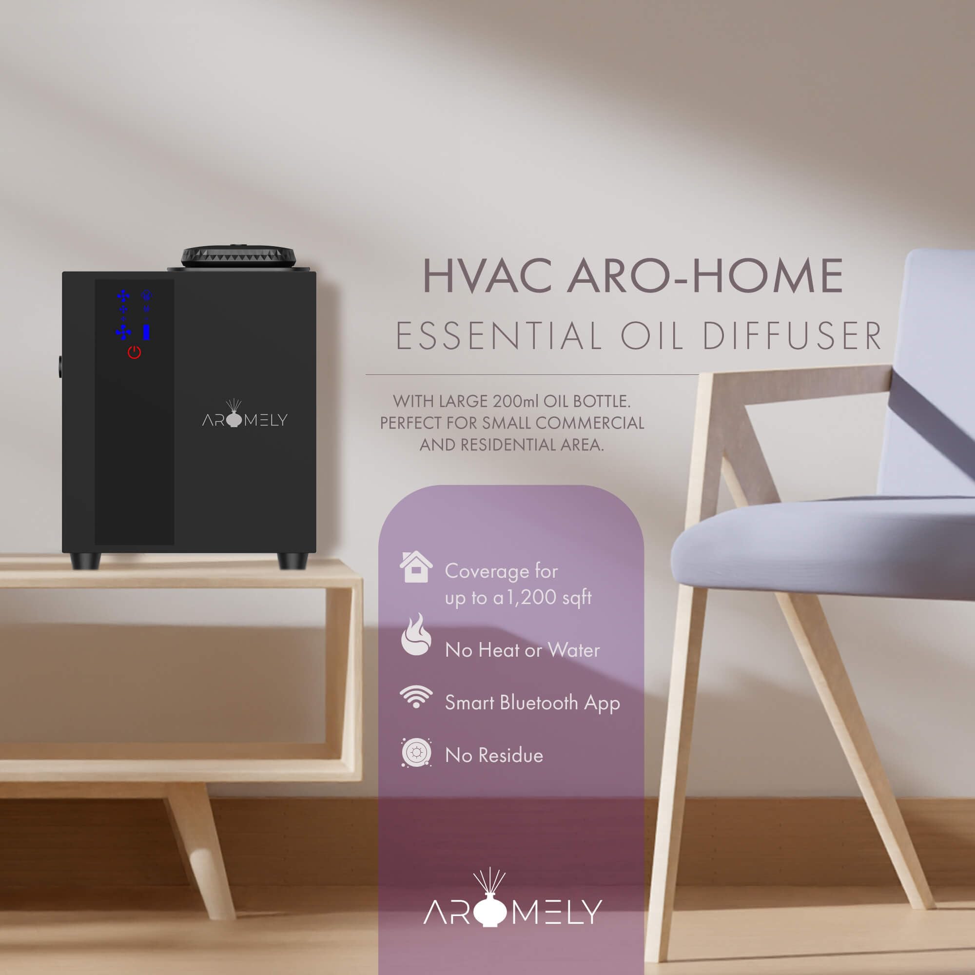 Smart Bluetooth HVAC Scent Diffuser - Whole Home & Commercial Aroma System (200ml Oil Capacity, 1,200 SQFT Coverage) | Waterless Aromatherapy for Office, Spa, Hotel & Large Spaces | Wireless App Control & Long-Lasting Fragrance