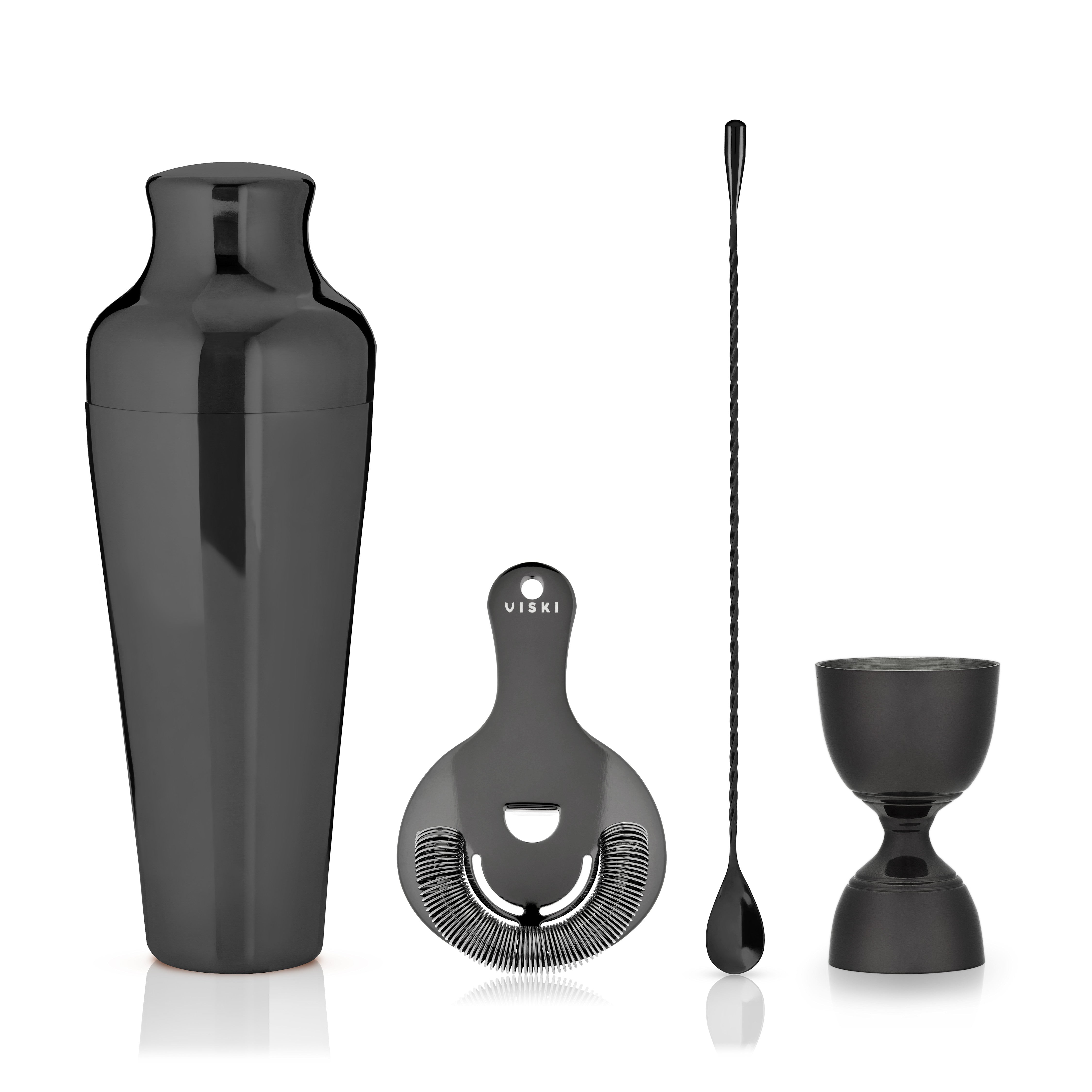 Warren Gunmetal Cocktail Set - 6-Piece Barware Kit with Shaker, Jigger & Strainer - Perfect for Home Bars, Cocktail Parties & Mixology Enthusiasts